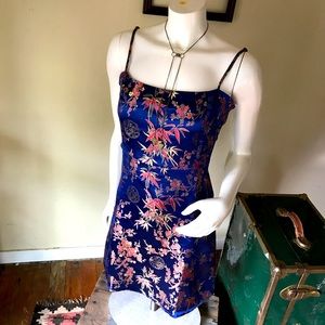 Blue Silky Floral Dress